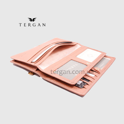 Кошелек Органайзер TERGAN 5685 Женский Кожаный На 2 отделения на кнопке NUDE FLOATER Пудра