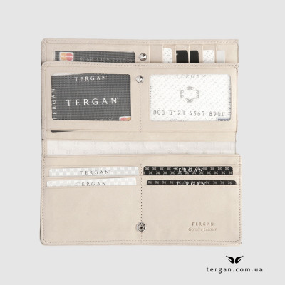 Кошелек Органайзер TERGAN 5685 Женский Кожаный На 2 отделения на кнопке BEJ SATEN Бежевый