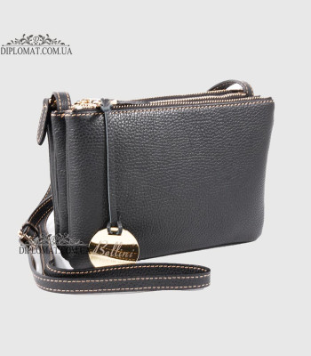 Сумка Кросс Боди на молнии Кожаная Женская BELLINI Antimo 303 BLACK floater