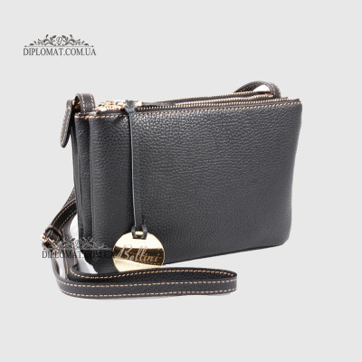 Сумка Кросс Боди на молнии Кожаная Женская BELLINI Antimo 303  BLACK floater Черный