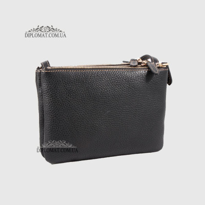 Сумка Кросс Боди на молнии Кожаная Женская BELLINI Antimo 303  BLACK floater Черный