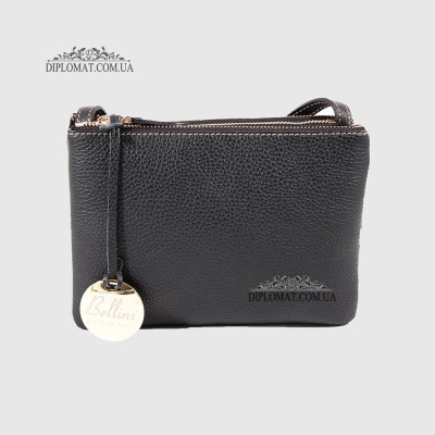 Сумка Кросс Боди на молнии Кожаная Женская BELLINI Antimo 303  BLACK floater Черный