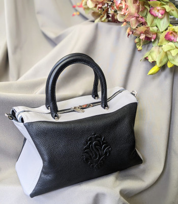 Сумка Женская Кожаная VALIENTE 716 FLOATER BLACK & BEIGE