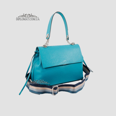 Сумка Женская Кожаная EMANUELA FERRETTI 85485 Средняя на цепочке через плечо TURCHESE  floater Бирюзовый