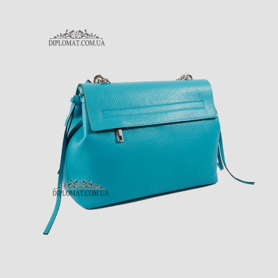 Сумка Женская Кожаная EMANUELA FERRETTI 85485 Средняя на цепочке через плечо TURCHESE  floater Бирюзовый