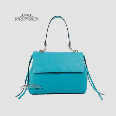 Сумка Женская Кожаная EMANUELA FERRETTI 85485 Средняя на цепочке через плечо TURCHESE  floater Бирюзовый