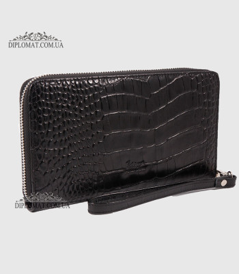 Клатч мужской KARYA 0704 кожаный с отделением для телефона 53 Black Croco