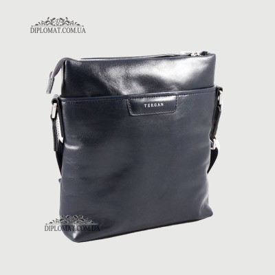 Сумка мужская TERGAN 21320 Кожаная с ремнем через плечо LACIVERT RUSTIC/LACIVERT RUSTIC Синий