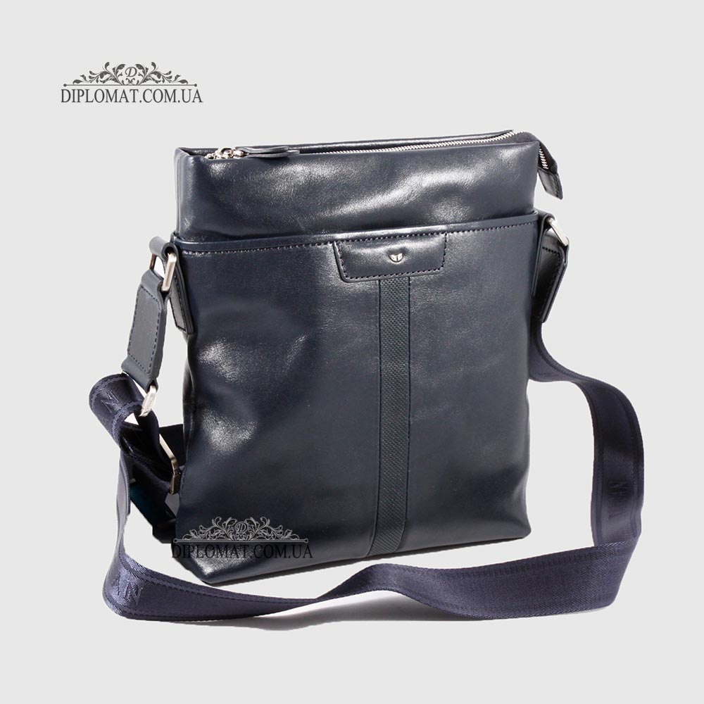 Сумка мужская TERGAN 21320 Кожаная с ремнем через плечо LACIVERT RUSTIC/LACIVERT RUSTIC Синий