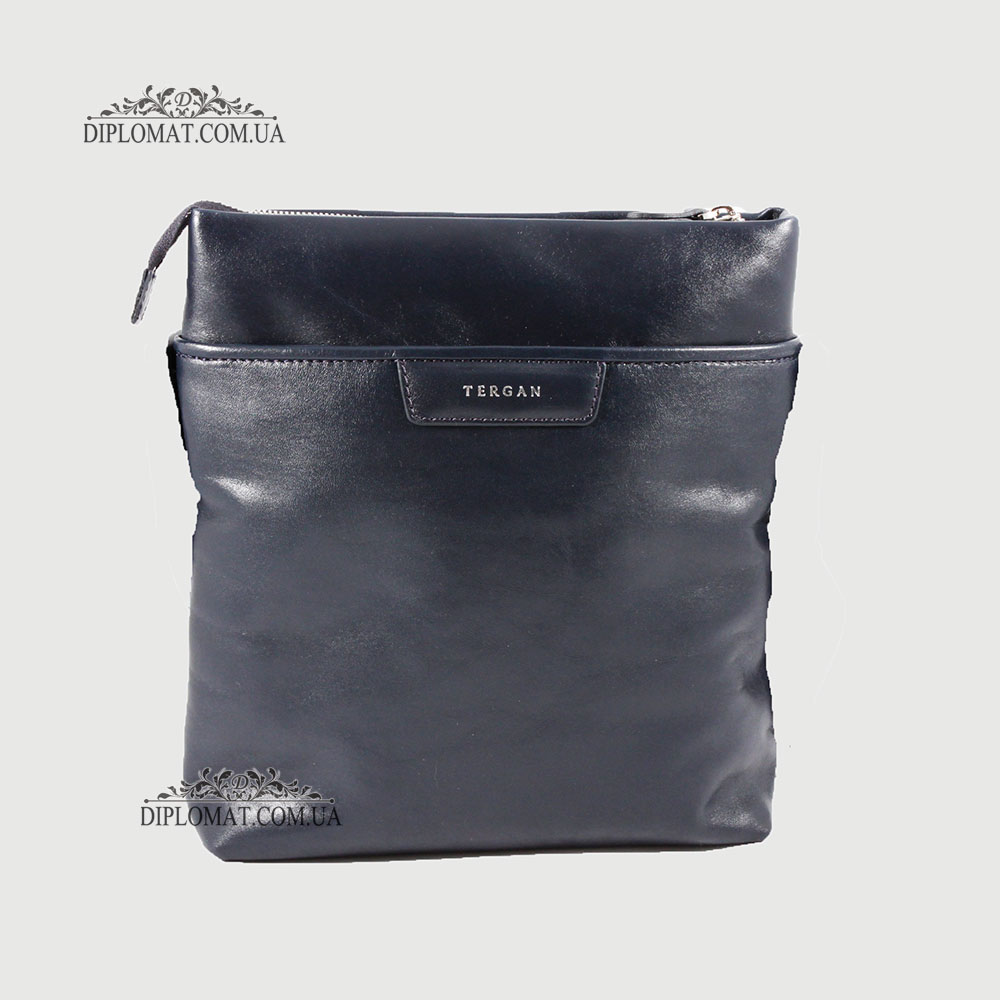 Сумка мужская TERGAN 21320 Кожаная с ремнем через плечо LACIVERT RUSTIC/LACIVERT RUSTIC Синий