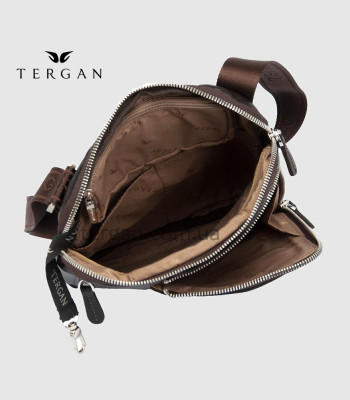 Сумка мужская TERGAN 21274 Через плечо Кожаная с 4 наружными Отделениями на молнииKAHVE NAPPA Коричневый