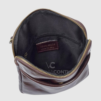 Сумка мужская кожаная Через плечо VIRGINIA CONTI 01349  Шеврет Коричневый