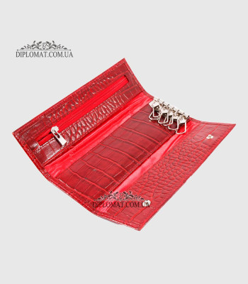 Ключницы кожаные CANPELLINI 143 ANT Большая На карабинах для 6 ключей142 RED CROCO LAK Красный