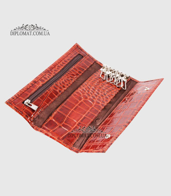 Ключницы кожаные CANPELLINI 143 ANT Большая На карабинах для 6 ключей1434 BROWN CROCO Коричневый