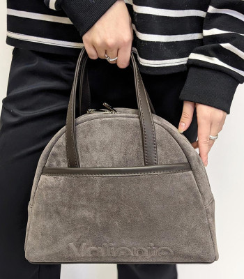 Сумка Женская Кожаная VALIENTE 1402 SUEDE GREY Замш Серый