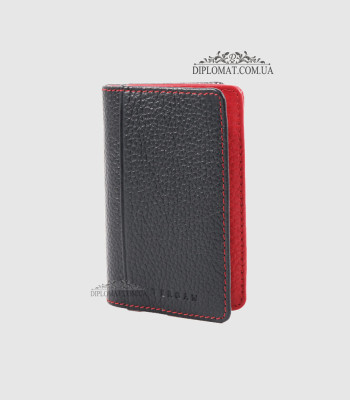 Обложка кожаная для ID паспорта TERGAN 1601 LACIVERT ROLAX / KIRMIZI ROLAX