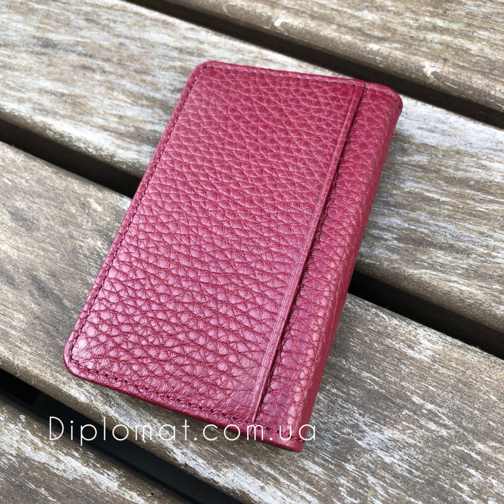 Обложка кожаная для ID паспорта TERGAN 1601  BORDO FLOATER Красный