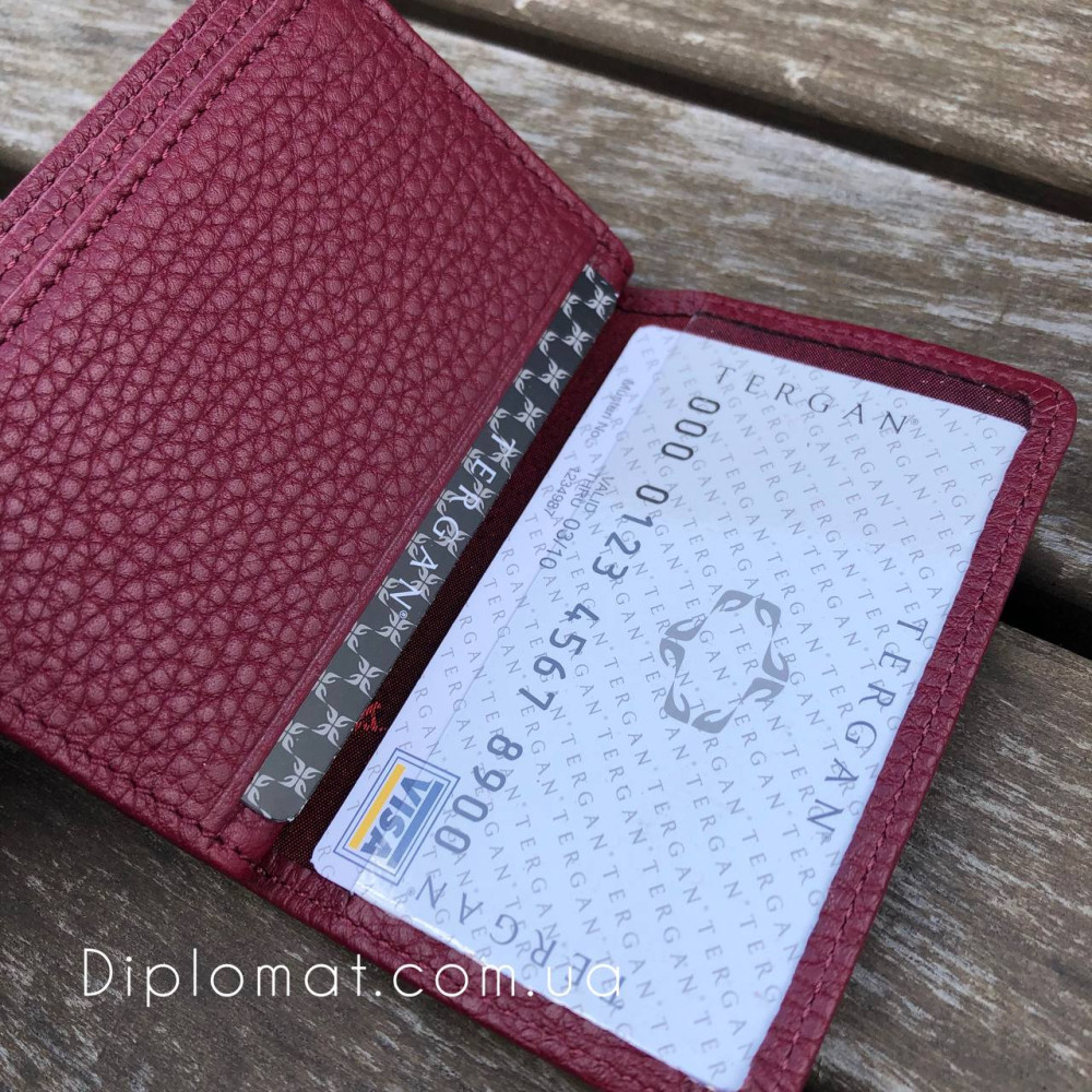 Обложка кожаная для ID паспорта TERGAN 1601  BORDO FLOATER Красный