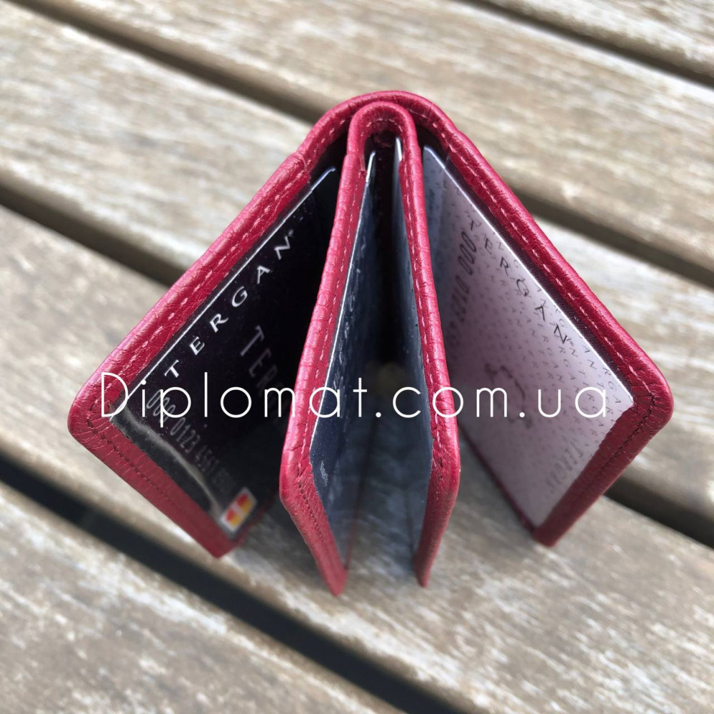 Обложка кожаная для ID паспорта TERGAN 1601  BORDO FLOATER Красный