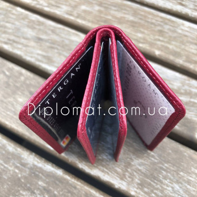 Обложка кожаная для ID паспорта TERGAN 1601  BORDO FLOATER Красный