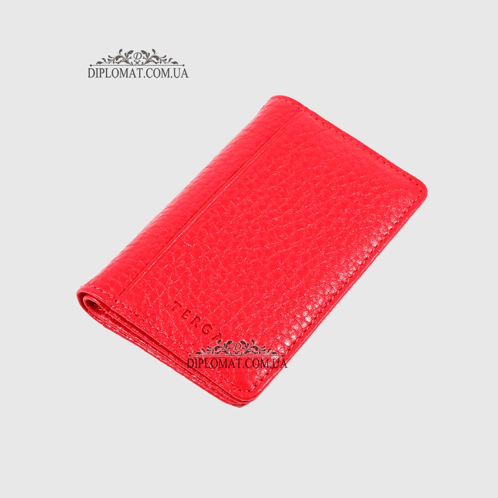 Обложка кожаная для ID паспорта TERGAN 1601  KIRMIZI FLOATER Красный/Розовый