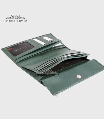 Кошелек женский TERGAN 5793 Кожаный для карточек и денегKOYU YESIL NAPPA