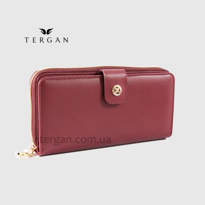 Кошелек на молнии кожаный TERGAN 5789  BORDO ANALIN Бордовый