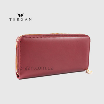 Кошелек на молнии кожаный TERGAN 5789  BORDO ANALIN Бордовый