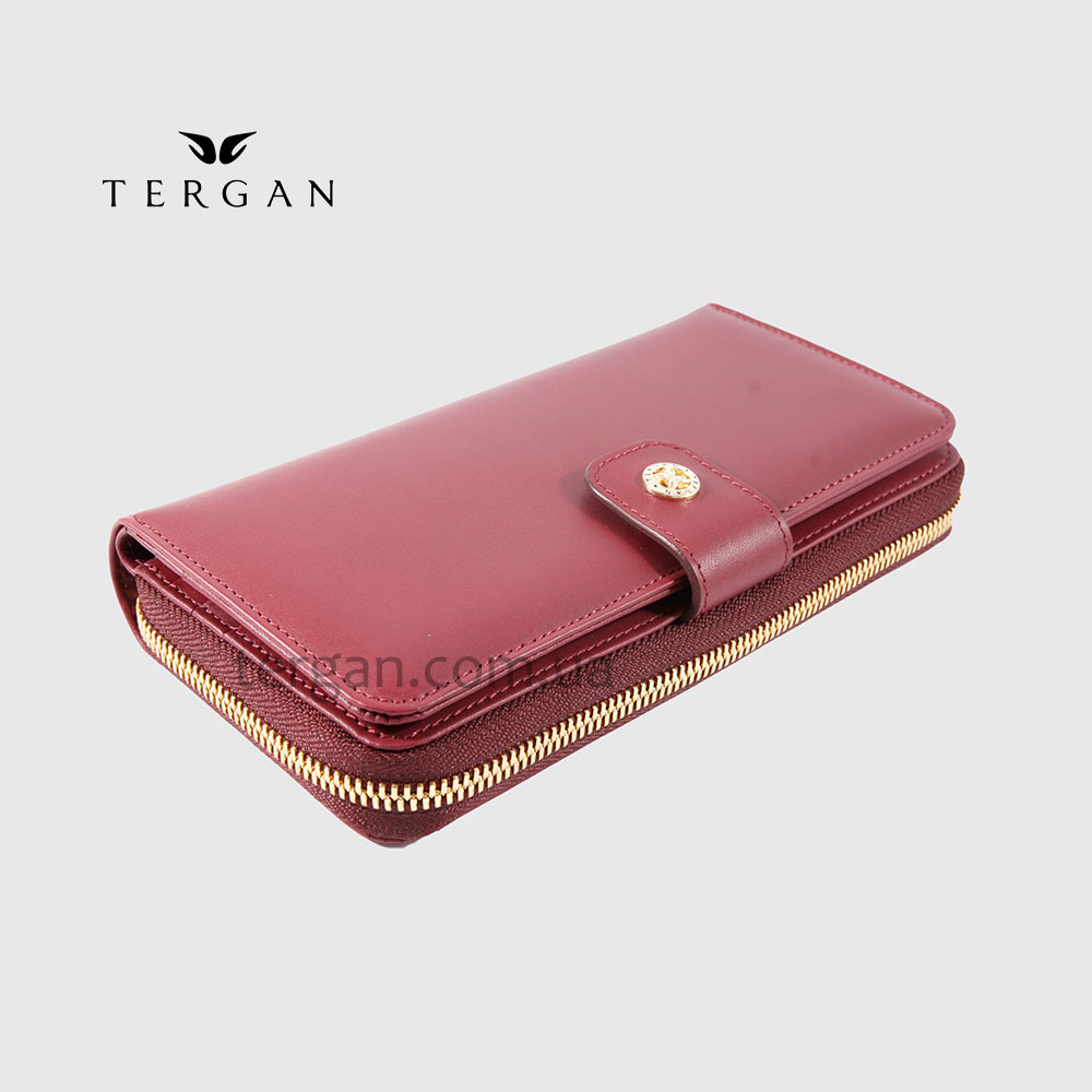 Кошелек на молнии кожаный TERGAN 5789  BORDO ANALIN Бордовый