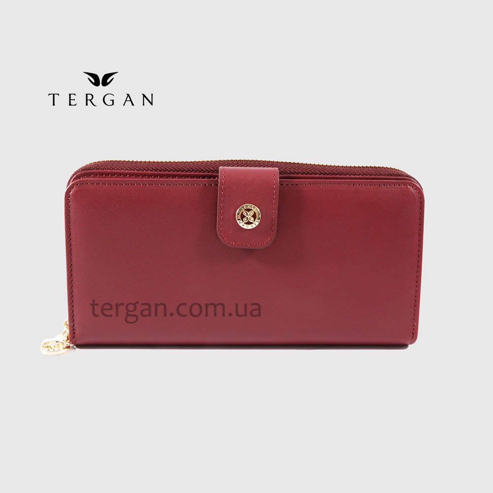 Кошелек на молнии кожаный TERGAN 5789  BORDO ANALIN Бордовый