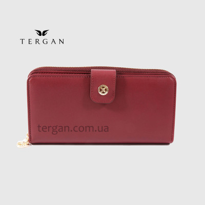 Кошелек на молнии кожаный TERGAN 5789  BORDO ANALIN Бордовый
