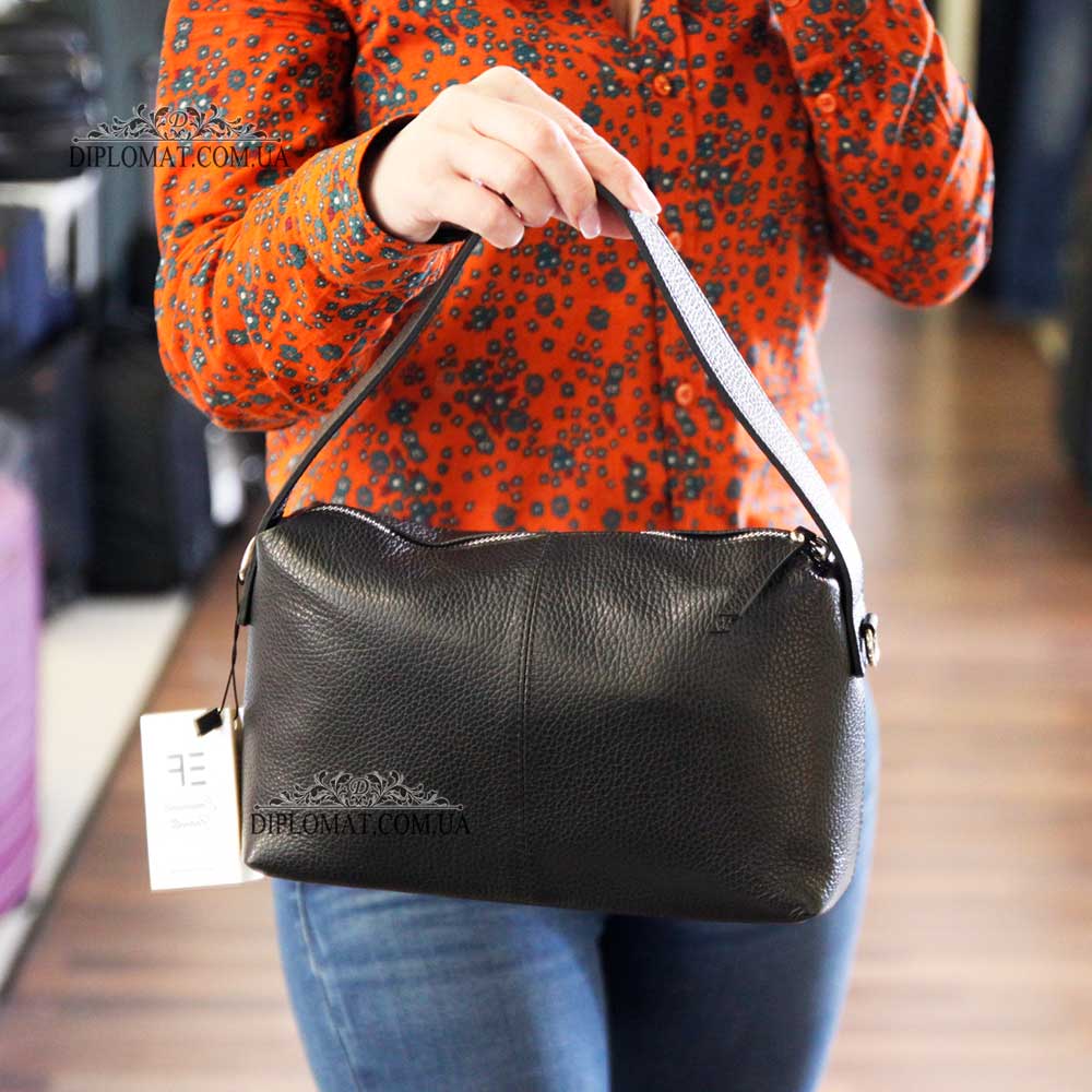 Сумка Женская Кожаная EMANUELA FERRETTI 85532  BLACK floater Черный