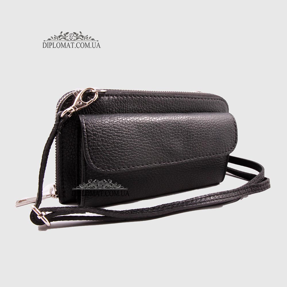 Кошелек-Клатч Под телефон EMANUELA FERRETTI 010721_2  На молнии С Ремнем через плечо BLACK floater Черный