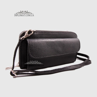 Кошелек-Клатч Под телефон EMANUELA FERRETTI 010721_2  На молнии С Ремнем через плечо BLACK floater Черный