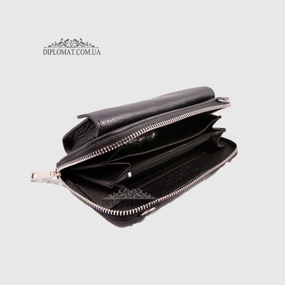 Кошелек-Клатч Под телефон EMANUELA FERRETTI 010721_2  На молнии С Ремнем через плечо BLACK floater Черный