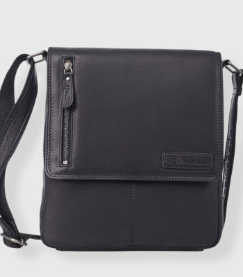 Сумка мужская через плечо среднего размера HILL BURRY 3069/10026HB Crazy Horse Black