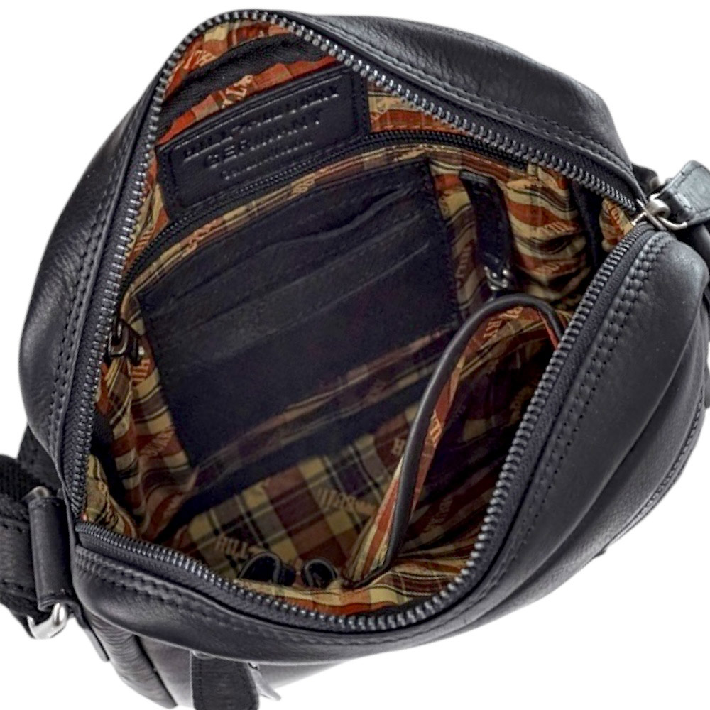 Сумка мужская через плечо HILL BURRY 7030HB среднего размера Crazy Horse Black