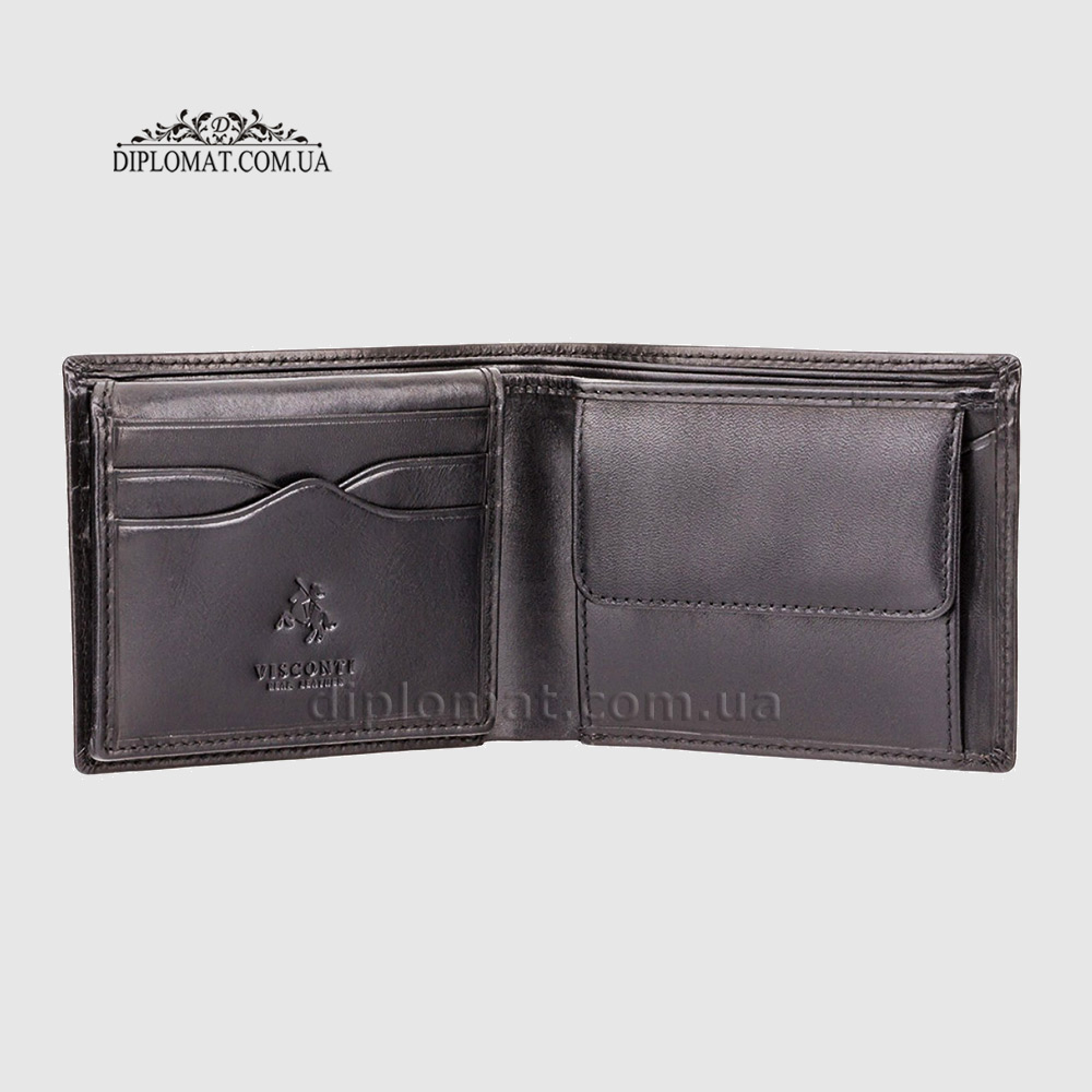 Портмоне мужские VISCONTI MZ4 Lazio  Italian Black Черный  Черный