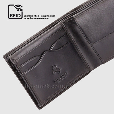 Портмоне мужские VISCONTI MZ4 Lazio  Italian Black Черный  Черный