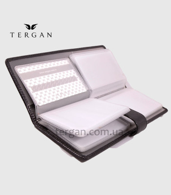 Визитница кожаная TERGAN 1514 для дисконтных карт и чужих визитокLazer Black