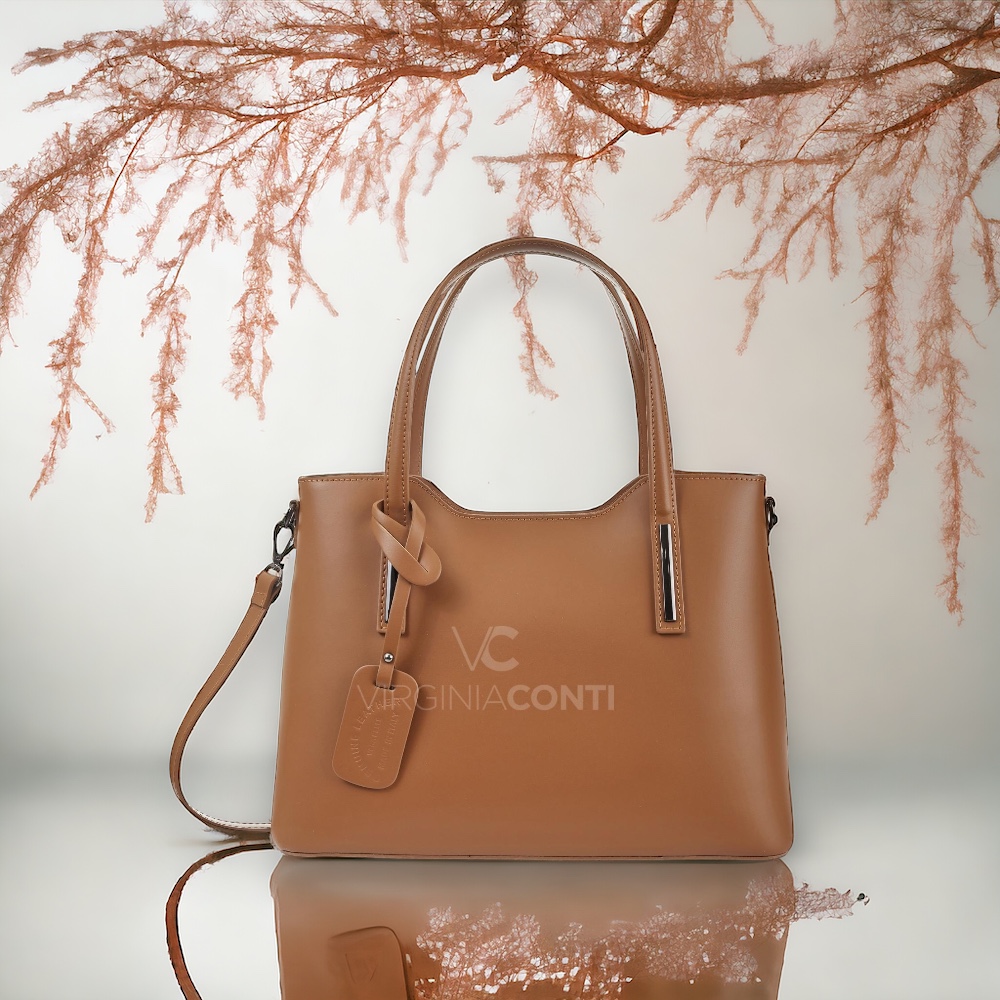 Сумка женская кожаная с двумя ручками VIRGINIA CONTI 8066  Semi Aniline TABA