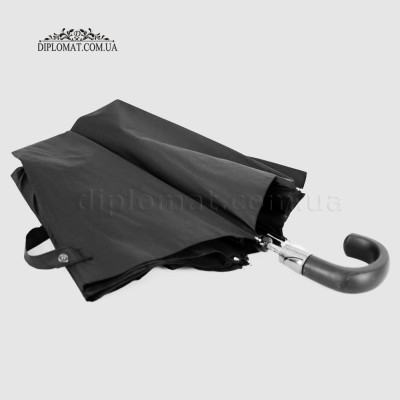 Зонт Полуавтомат PARASOL D3201 Мужской В 2 сложения Ручка-Крюк Прорезиненная Polyester BLACK Черный