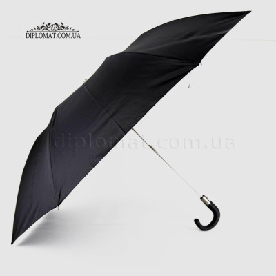 Зонт Полуавтомат PARASOL D3201 Мужской В 2 сложения Ручка-Крюк Прорезиненная Polyester BLACK Черный