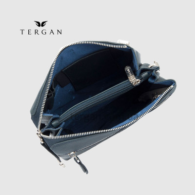 Сумка мужская TERGAN 21281 кожаная через плечо с тремя отделами  LACIVERT LATIGO Темно Синий Синий