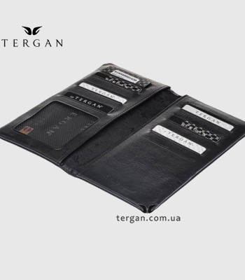 Портмоне для документов и денег TERGAN 1630 Кожаное С отделением для телефона SIYAH NAPPA Черный