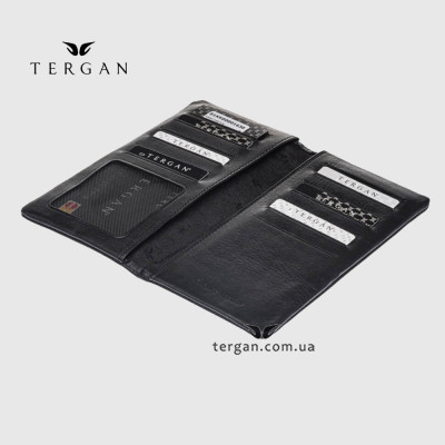Портмоне для документов и денег TERGAN 1630 Кожаное С отделением для телефона  SIYAH NAPPA Черный