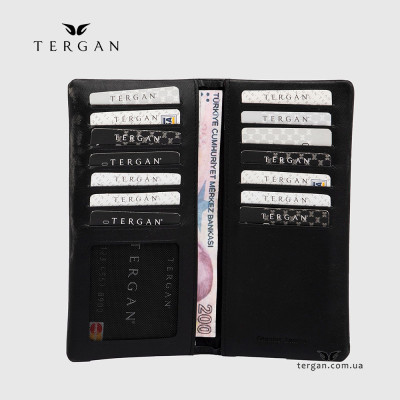 Портмоне для документов и денег TERGAN 1630 Кожаное С отделением для телефона  SIYAH NAPPA Черный