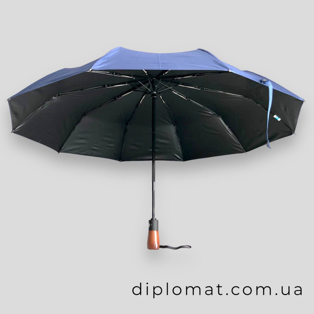 Зонт Lucky Elephants BL611 от дождя Автомат Ручка прямая деревянная Polyester_D.BLUE Синий