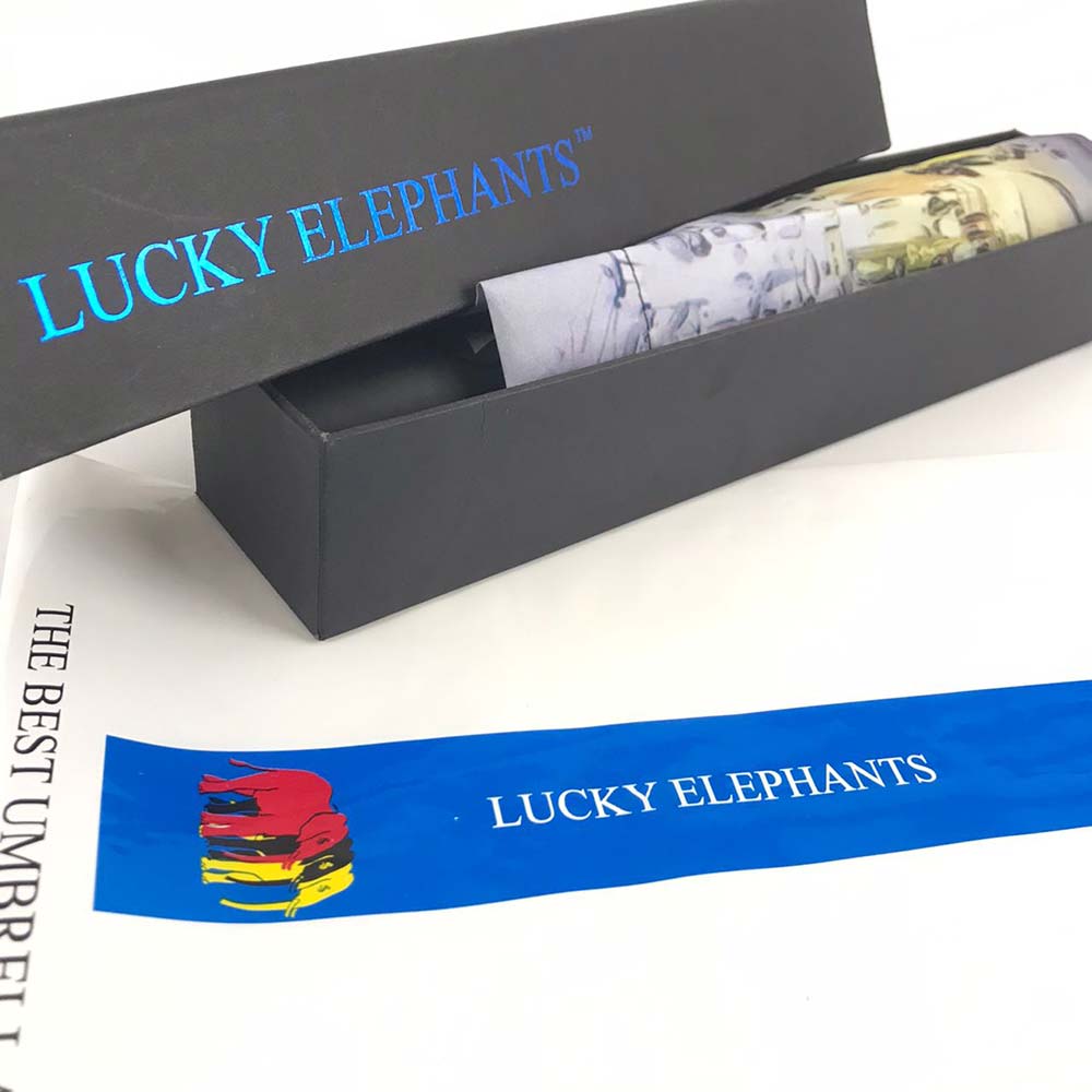 Зонт Lucky Elephants OP-082 Полуавтомат Ручка прямая, прорезиненная Купол Понж 2 Pongee BLACK Черный