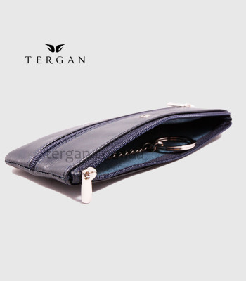 Ключница TERGAN 0157 Кожаная на молнии с двумя отделениями для ключей среднегоо размера LACIVERT RUSTIC Синий